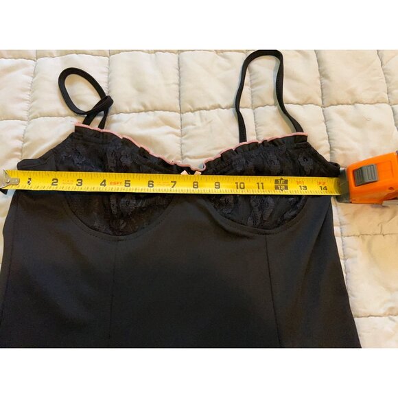 Black Slip Lace Dress Women Size M Babydoll Nightie Lingerie Chemise Cami Nightg - Picture 13 of 16